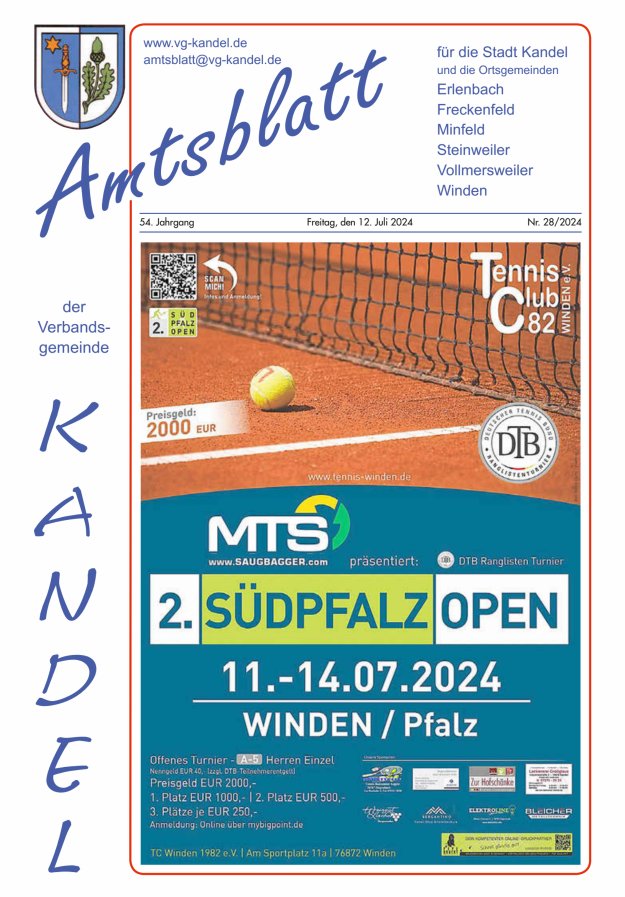 Amtsblatt VG Kandel Titelblatt 28/2024