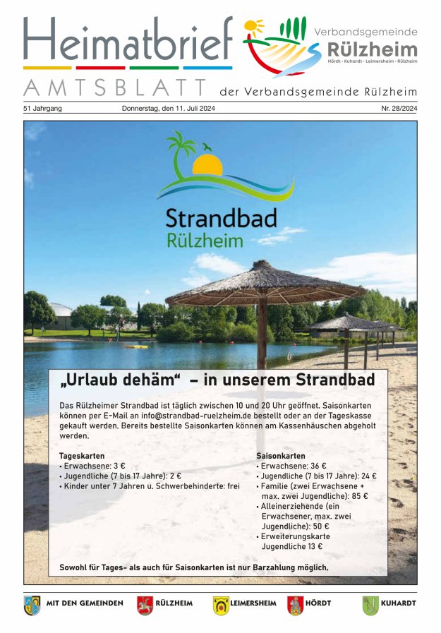 Heimatbrief VG Rülzheim Titelblatt 28/2024