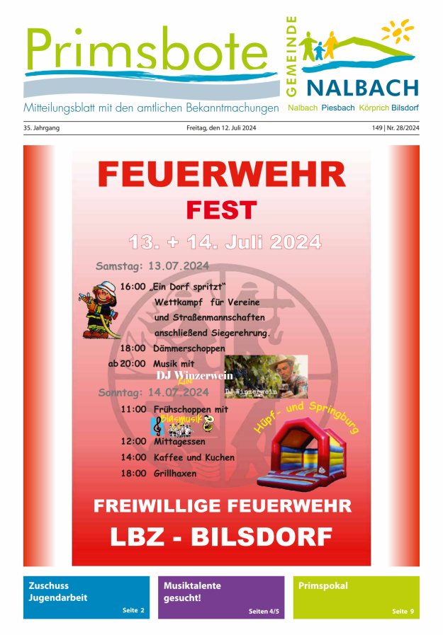Primsbote Gemeinde Nalbach Titelblatt 28/2024