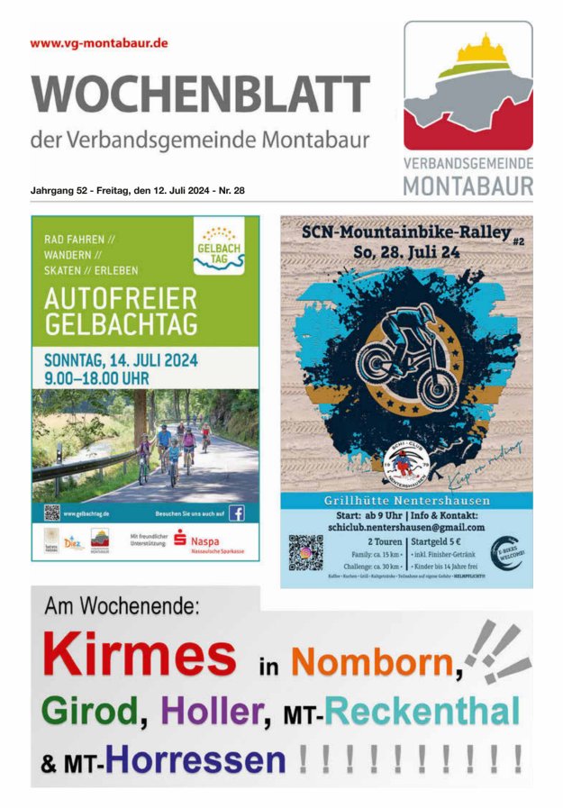 Wochenblatt der Verbandsgemeinde Montabaur Titelblatt 28/2024