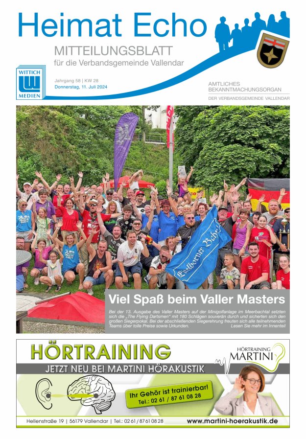Heimat-Echo - Heimat- und Bürgerzeitung Verbandsgemeinde Vallendar Titelblatt 28/2024