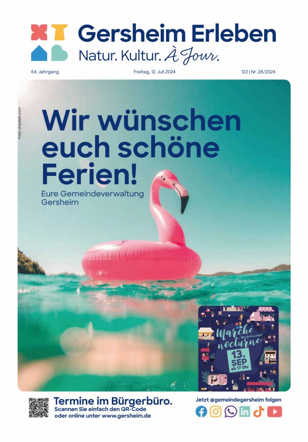 Bekanntmachungsblatt der Gemeinde Gersheim Titelblatt 28/2024