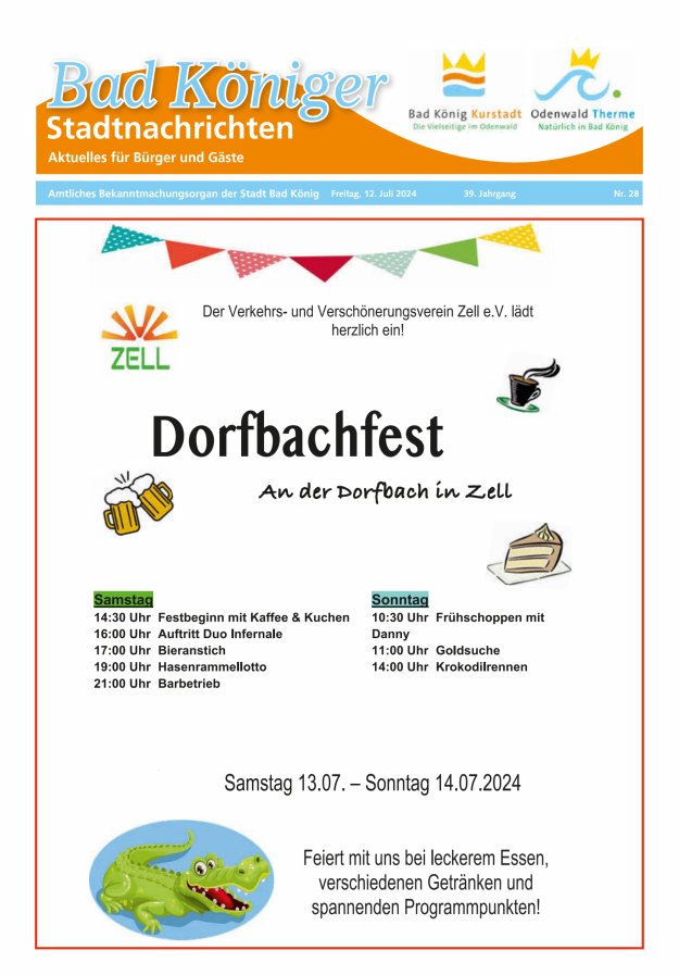 Bad Königer Stadtnachrichten und Badeblatt Titelblatt 28/2024