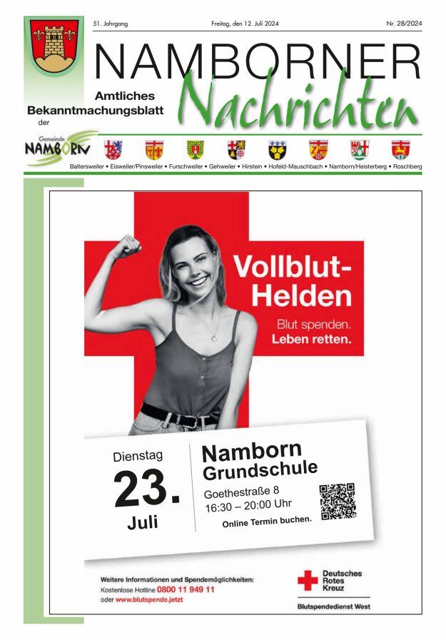 Namborner Nachrichten Titelblatt 28/2024