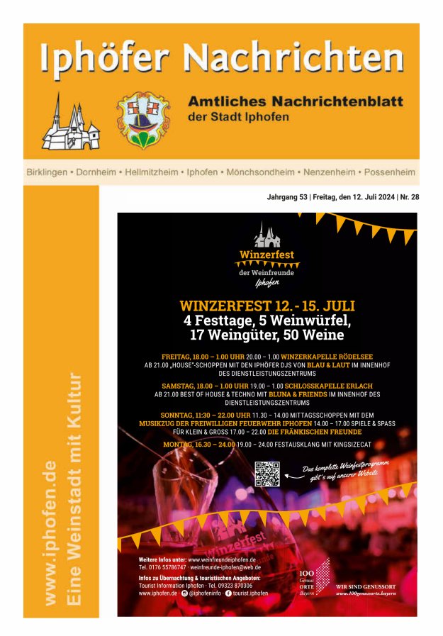 Iphöfer Nachrichten Titelblatt 28/2024