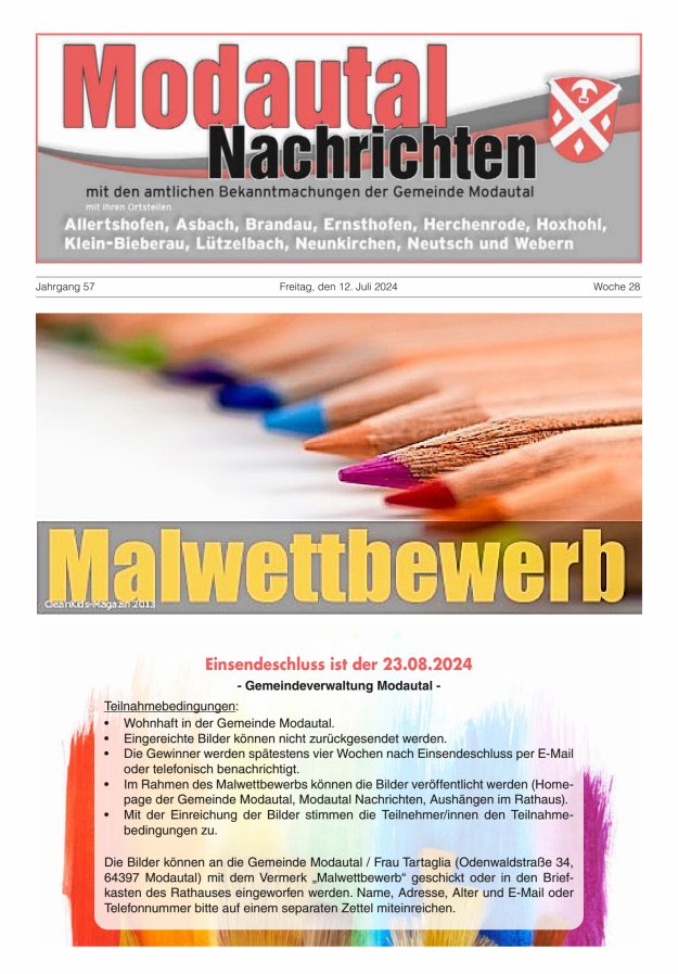 Modautal-Nachrichten Titelblatt 28/2024