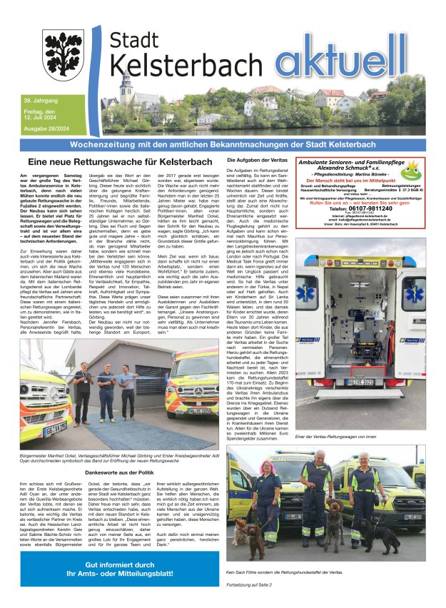 Kelsterbach aktuell Titelblatt 28/2024