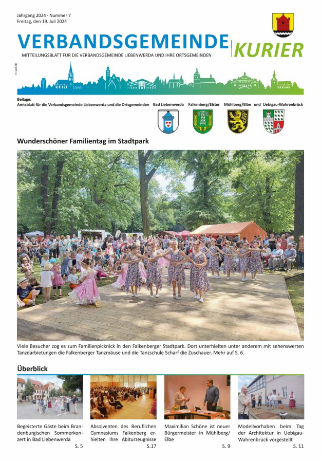Verbandsgemeindekurier - Mitteilungsblatt für die Verbandsgemeinde Liebenwerda Titelblatt 07/2024