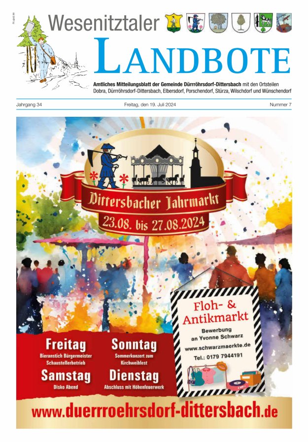 Wesenitztaler Landbote – Amtliches Mitteilungsblatt der Gemeinde Dürrröhrsdorf-Dittersbach Titelblatt 07/2024