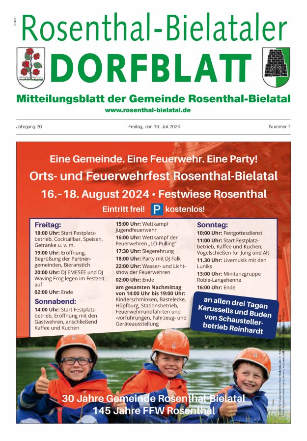 Rosenthal-Bielataler Dorfblatt Titelblatt 07/2024