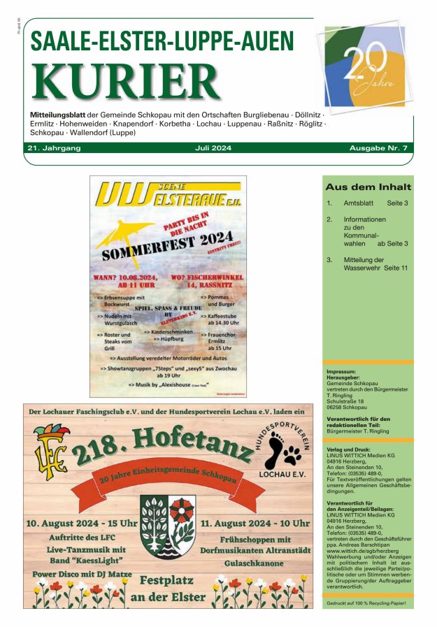 Saale-Elster-Luppe-Auen-Kurier Titelblatt 07/2024