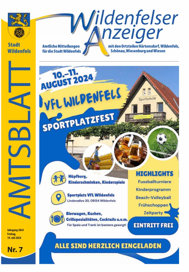 Wildenfelser Anzeiger Titelblatt 07/2024