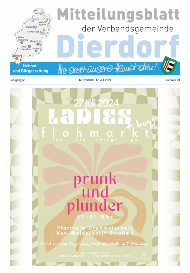 Mitteilungsblatt der Verbandsgemeinde Dierdorf Titelblatt 29/2024