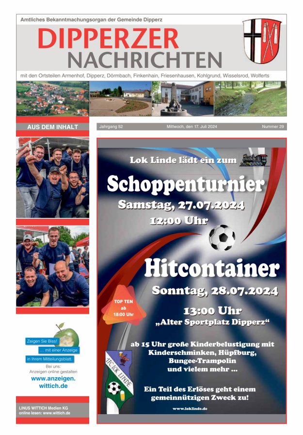 Dipperzer Nachrichten Titelblatt 29/2024