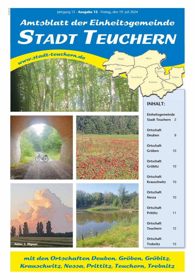 Amtsblatt der Einheitsgemeinde Stadt Teuchern Titelblatt 15/2024