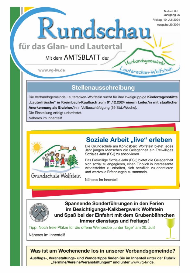 Rundschau für das Glan- und Lautertal Titelblatt 29/2024