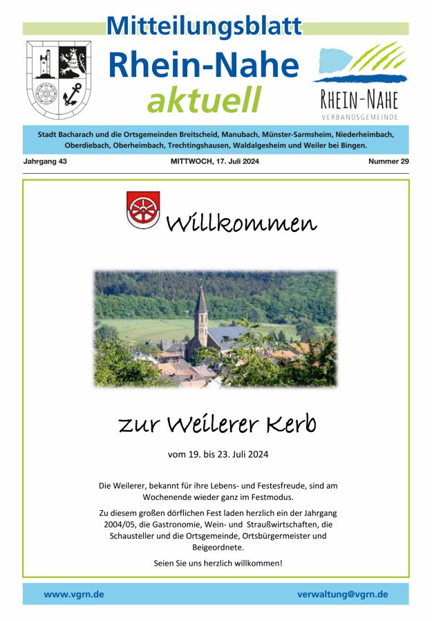 Rhein-Nahe aktuell Titelblatt 29/2024
