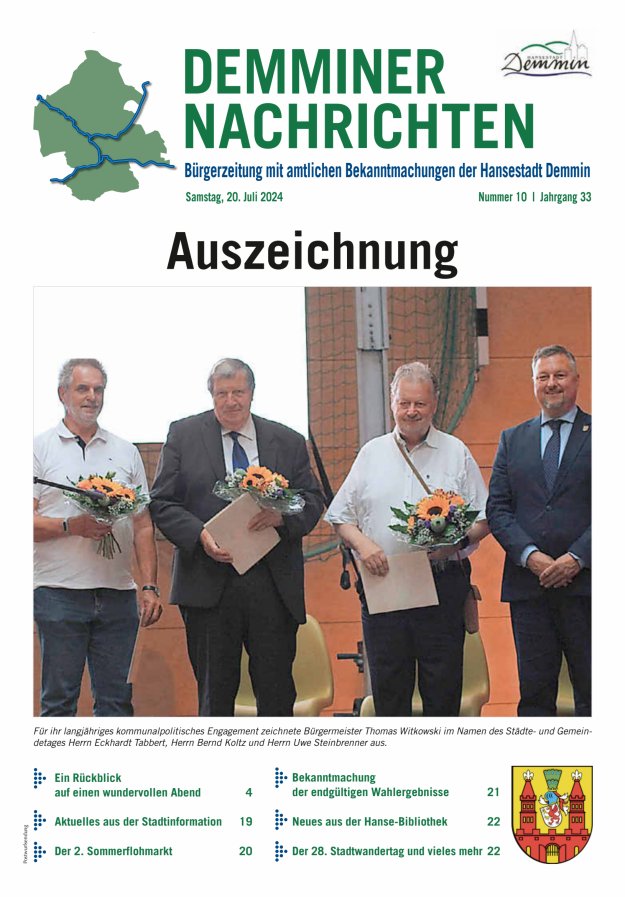 Demminer Nachrichten Titelblatt 10/2024