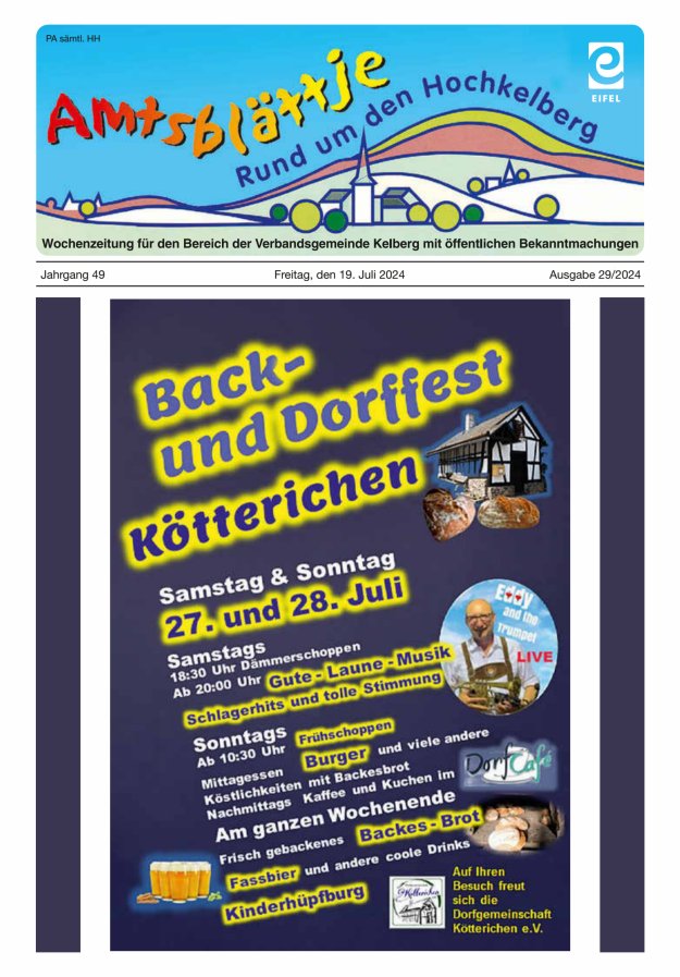 Amtsblättje - Rund um den Hochkelberg Titelblatt 29/2024