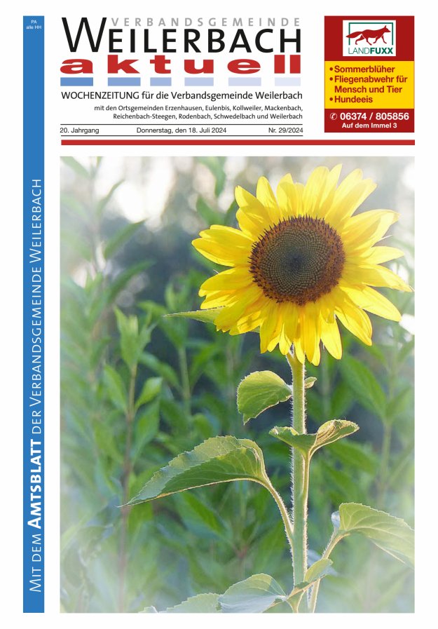 Verbandsgemeinde Weilerbach aktuell Titelblatt 29/2024