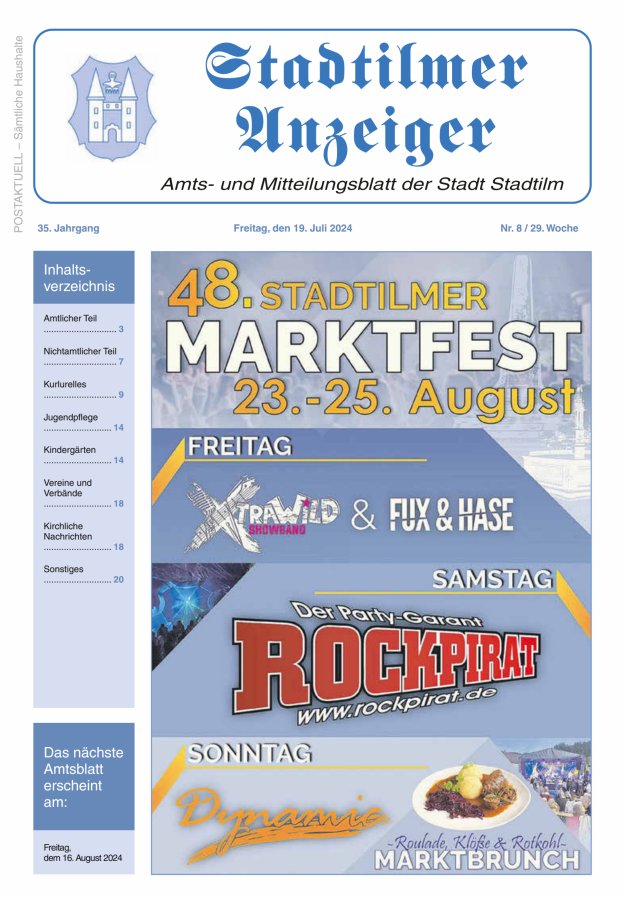 Stadtilmer Anzeiger Titelblatt 08/2024