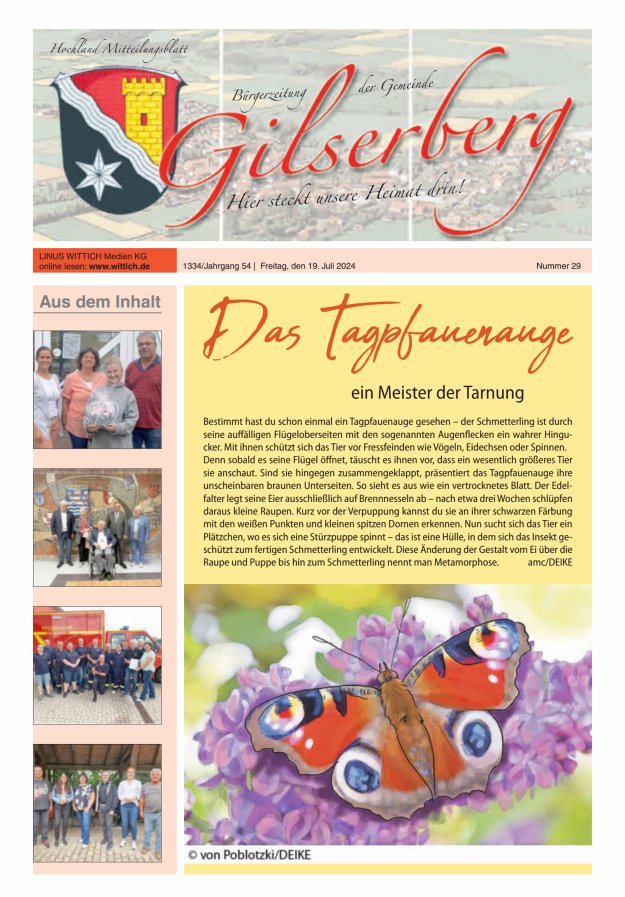 Hochland Mitteilungsblatt Gilserberg Titelblatt 29/2024