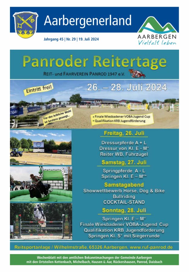 Aarbergenerland - Wochenblatt mit den amtlichen Bekanntmachungen Titelblatt 29/2024