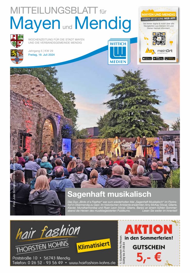 Mitteilungsblatt für Mayen und Mendig Titelblatt 29/2024