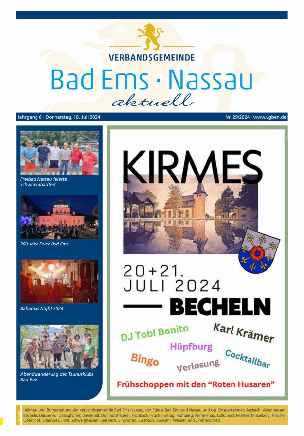 Bad Ems-Nassau aktuell Ausgabe Nassau Titelblatt 29/2024