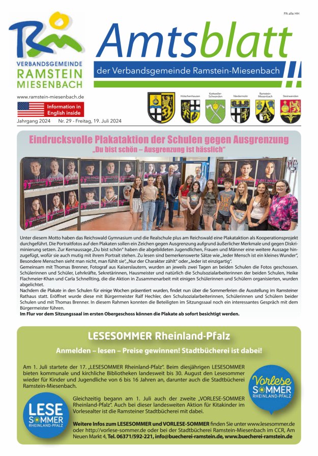 Amtsblatt VG Ramstein-Miesenbach Titelblatt 29/2024