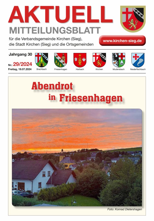 Aktuell - Mitteilungsblatt für die VG Kirchen (Sieg) Titelblatt 29/2024