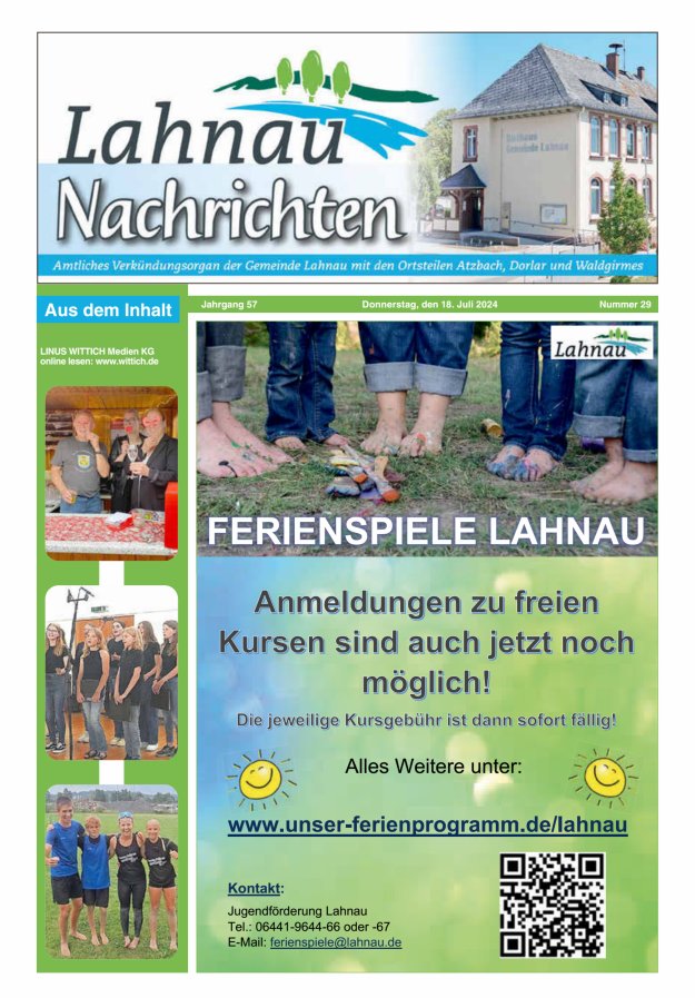 Lahnau Nachrichten Titelblatt 29/2024