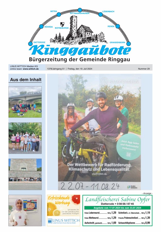 Ringgaubote Titelblatt 29/2024