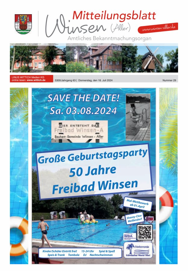 Mitteilungsblatt der Gemeinde Winsen Titelblatt 29/2024