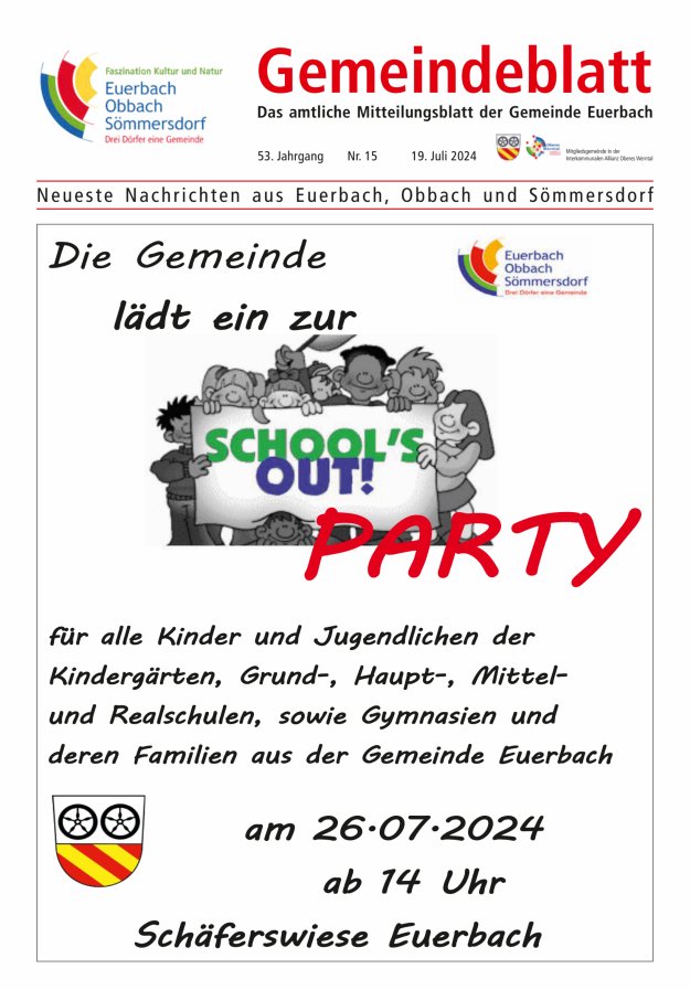 Gemeindeblatt der Gemeinde Euerbach Titelblatt 15/2024