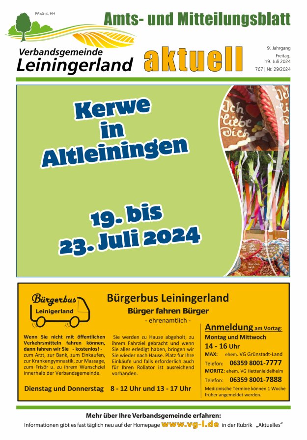 VG Leiningerland aktuell Titelblatt 29/2024