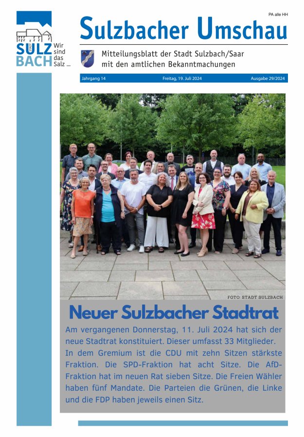 Sulzbacher Umschau Titelblatt 29/2024