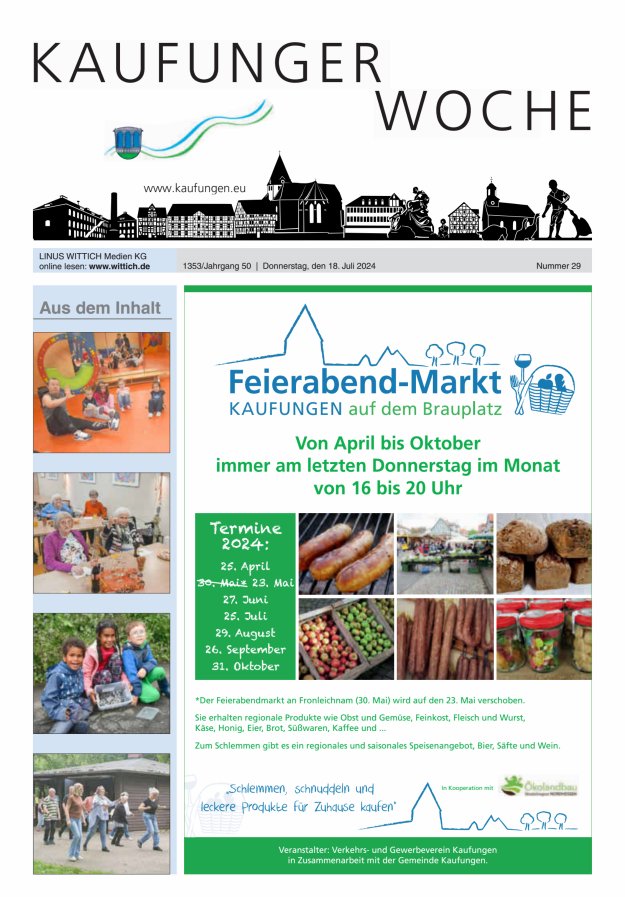 Kaufunger Woche Titelblatt 29/2024