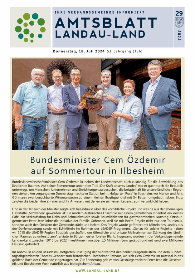 Amtsblatt VG Landau-Land Titelblatt 29/2024