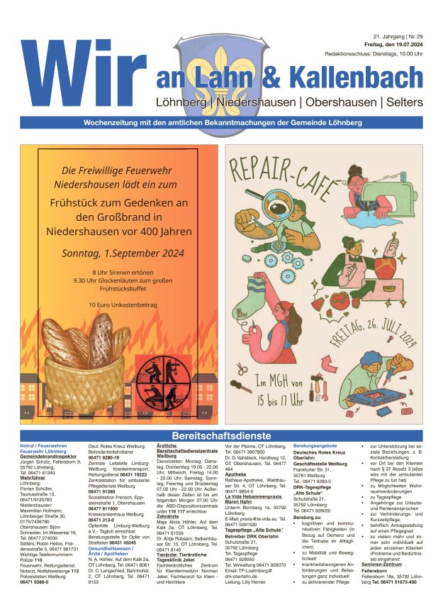 Amtliches Mitteilungsblatt der Gemeinde Löhnberg Titelblatt 29/2024