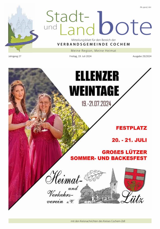 Stadt- und Landbote VG Cochem Titelblatt 29/2024