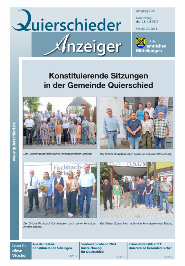 Quierschieder Anzeiger Titelblatt 29/2024