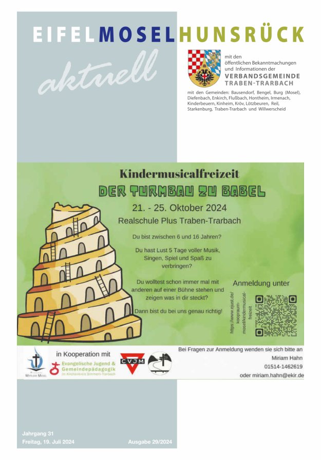 Eifel-Mosel-Hunsrück aktuell VG Traben-Trarbach Titelblatt 29/2024
