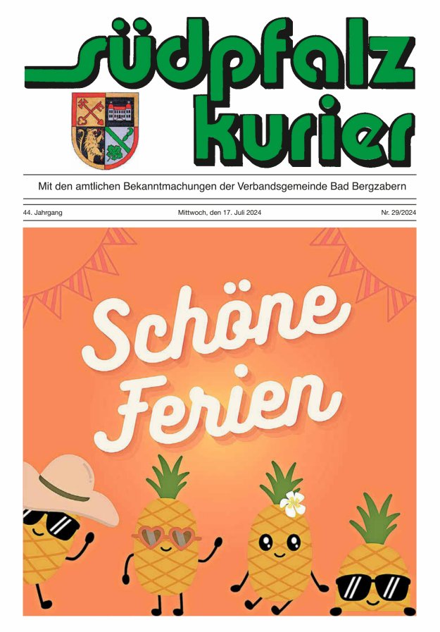 Südpfalz Kurier - VG Bad Bergzabern Titelblatt 29/2024