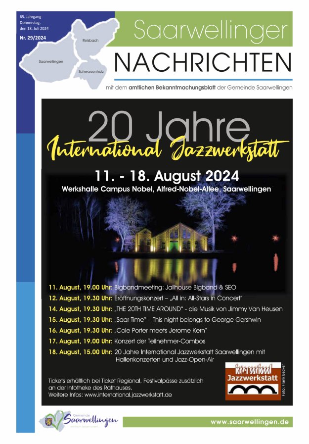 Saarwellinger Nachrichten Titelblatt 29/2024