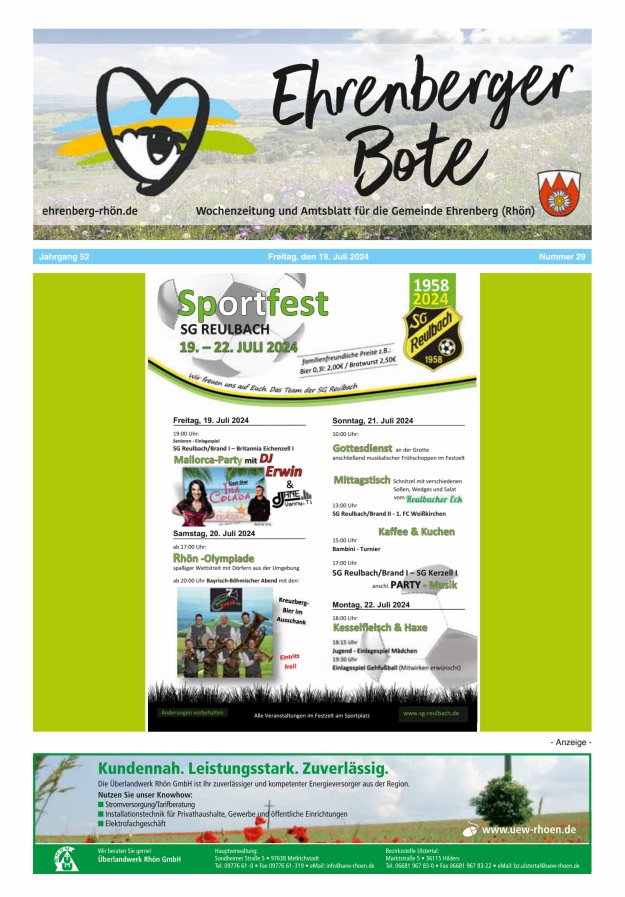 Ehrenberger Bote Titelblatt 29/2024