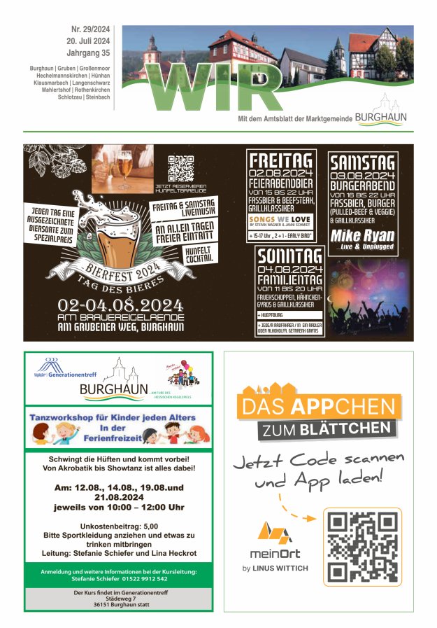 WIR - mit Amtsblatt der Marktgemeinde Burghaun Titelblatt 29/2024