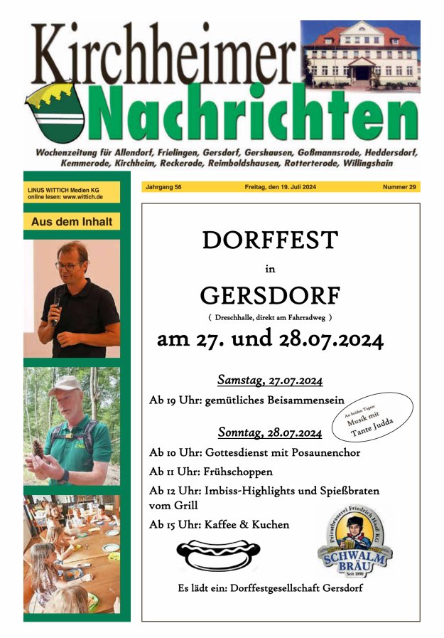 Kirchheimer Nachrichten Titelblatt 29/2024