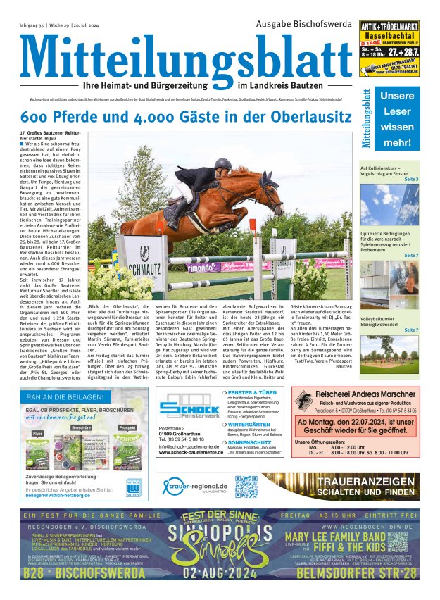 Mitteilungsblatt LK Bautzen Ausgabe Bischofswerda Titelblatt 28/2024
