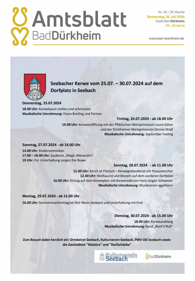 Bad Dürkheimer Woche Titelblatt 29/2024